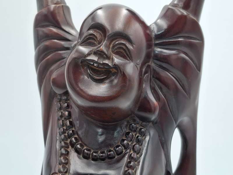 Vintage Happy Buddha - Beautiful Hand Carved in Rosewood - 45cm H - Excellent condition