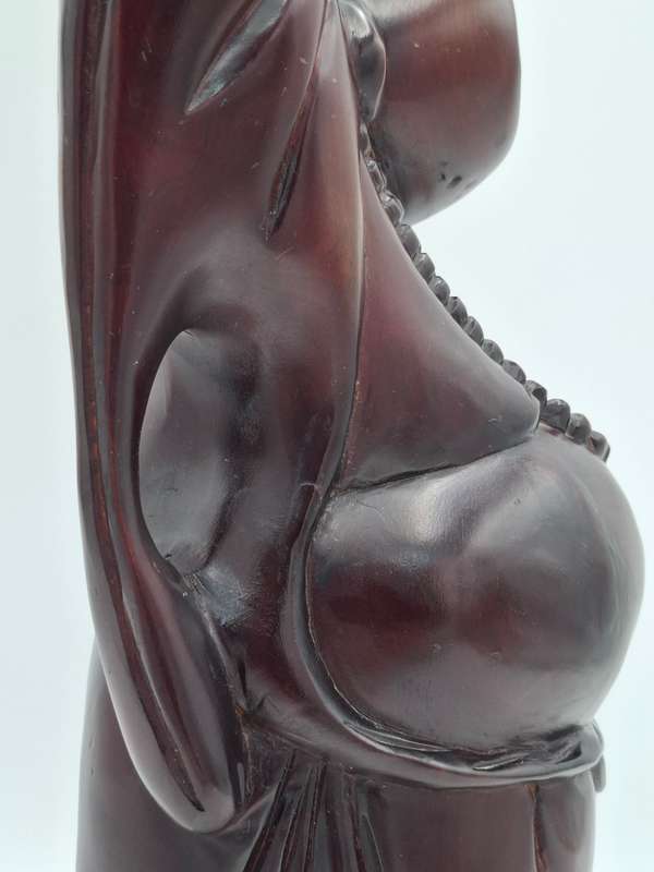 Vintage Happy Buddha - Beautiful Hand Carved in Rosewood - 45cm H - Excellent condition