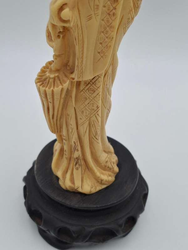 Vintage Japanese Geisha Figurine with Parasol & Fan