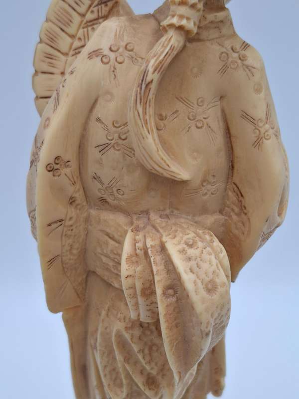Vintage Japanese Geisha Figurine with Parasol & Fan