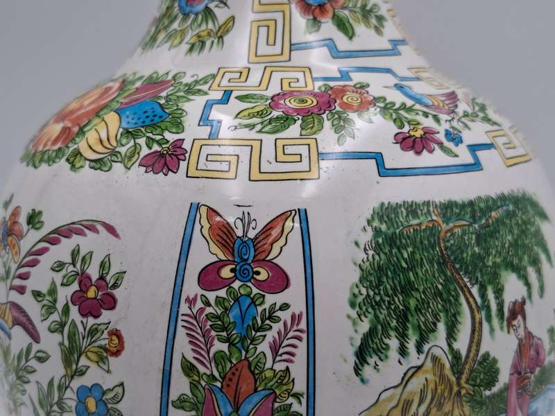 Vintage Chinese Porcelain Vase - Beautiful Botanical & Garden scenes with Summer/Spring Colours