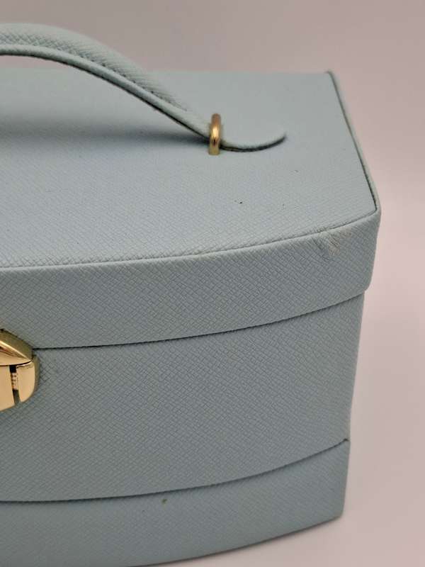 Jewellery box - Cara Mia - Light Blue Faux Leather with Canvas Interior