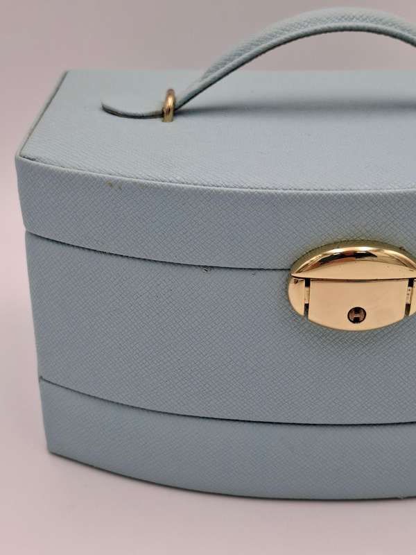 Jewellery box - Cara Mia - Light Blue Faux Leather with Canvas Interior