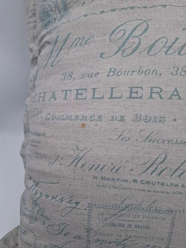French Themed Scatter Cushions x 3 - Linen Style - Stone Base with Patterns