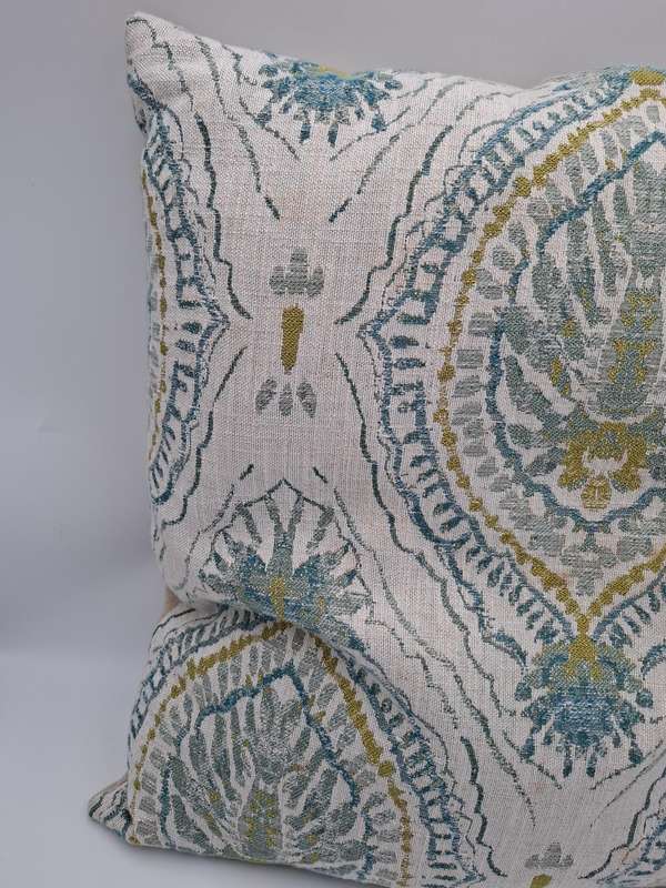 French Themed Scatter Cushions x 3 - Linen Style - Stone Base with Patterns