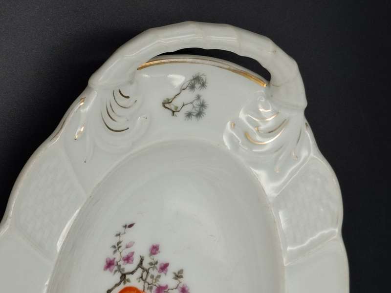 Rosenthal Bavaria Oval Serving Platter - Birds & Floral Design - beautiful Rope Themed Style Handles