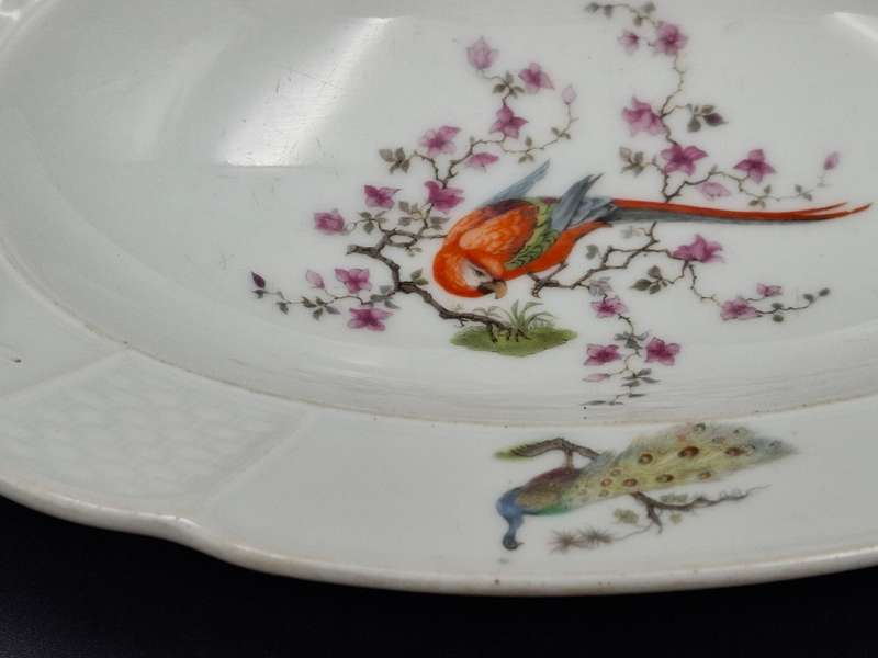 Rosenthal Bavaria Oval Serving Platter - Birds & Floral Design - beautiful Rope Themed Style Handles