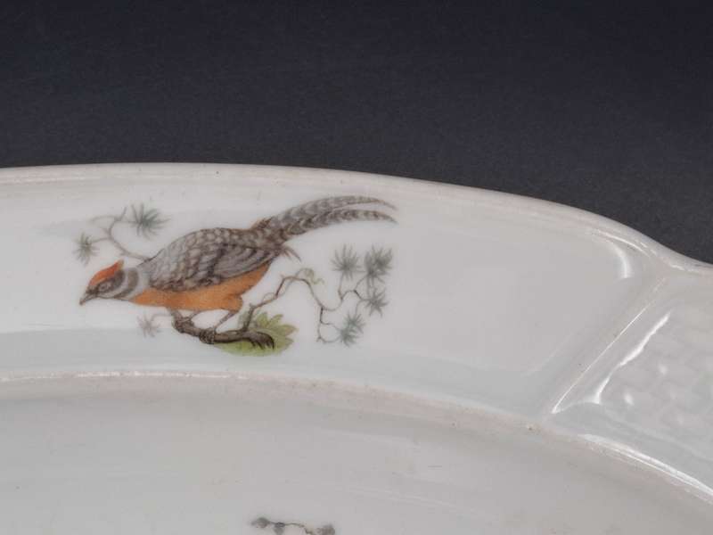 Rosenthal Bavaria Oval Serving Platter - Birds & Floral Design - beautiful Rope Themed Style Handles