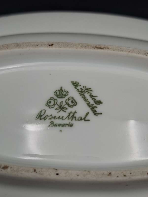 Rosenthal Bavaria Oval Serving Platter - Birds & Floral Design - beautiful Rope Themed Style Handles