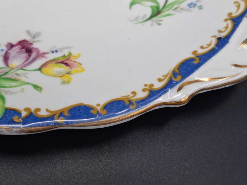 Fine Bone Bell China - Narcissus design - Made in England - Beautiful Blue & Gold Edge Trim