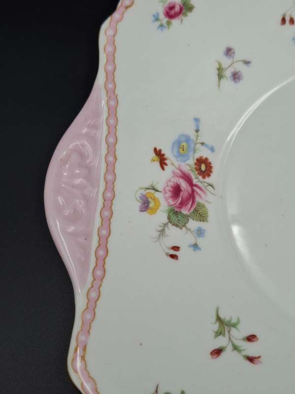 RARE Pair of Vintage Shelley Fine Bone Square Plates - Pink & Soft Green Edge