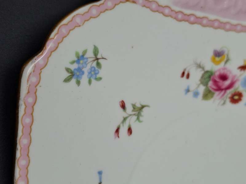 RARE Pair of Vintage Shelley Fine Bone Square Plates - Pink & Soft Green Edge