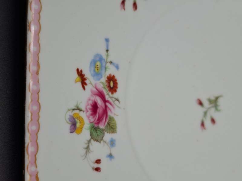 RARE Pair of Vintage Shelley Fine Bone Square Plates - Pink & Soft Green Edge