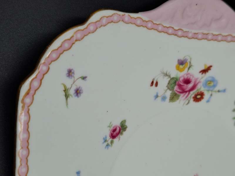 RARE Pair of Vintage Shelley Fine Bone Square Plates - Pink & Soft Green Edge