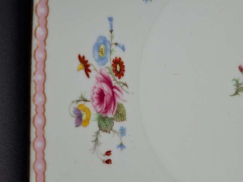 RARE Pair of Vintage Shelley Fine Bone Square Plates - Pink & Soft Green Edge