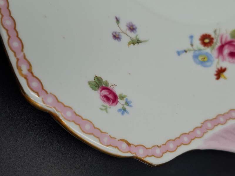 RARE Pair of Vintage Shelley Fine Bone Square Plates - Pink & Soft Green Edge