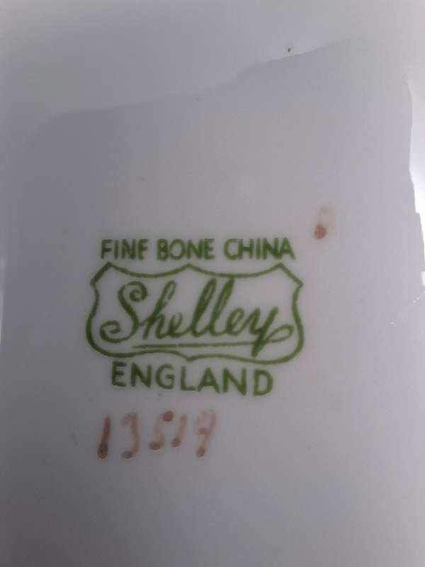 RARE Pair of Vintage Shelley Fine Bone Square Plates - Pink & Soft Green Edge