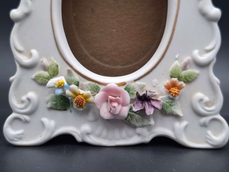Vintage Ceramic Frame with Floral Design and Glass Inner Cover- Balboa Handmade