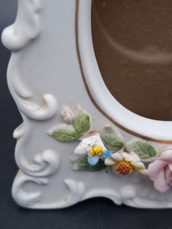 Vintage Ceramic Frame with Floral Design and Glass Inner Cover- Balboa Handmade