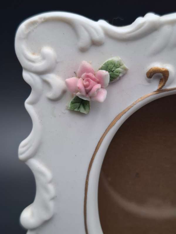 Vintage Ceramic Frame with Floral Design and Glass Inner Cover- Balboa Handmade