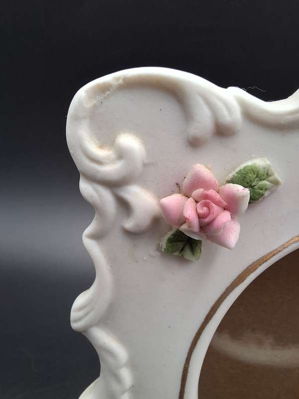 Vintage Ceramic Frame with Floral Design and Glass Inner Cover- Balboa Handmade