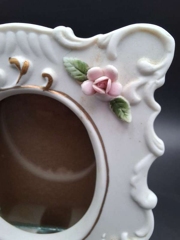 Vintage Ceramic Frame with Floral Design and Glass Inner Cover- Balboa Handmade