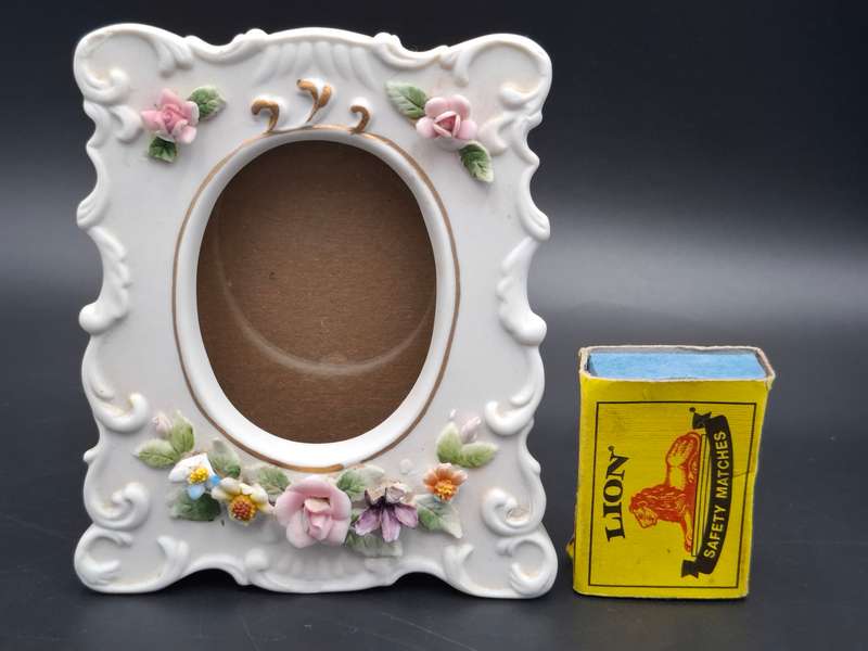 Vintage Ceramic Frame with Floral Design and Glass Inner Cover- Balboa Handmade