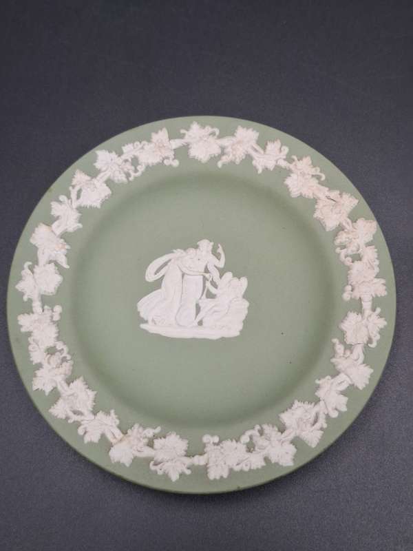 Wedgwood Ware Green & White Miniature Trio - Small Jug Saucer & Plate