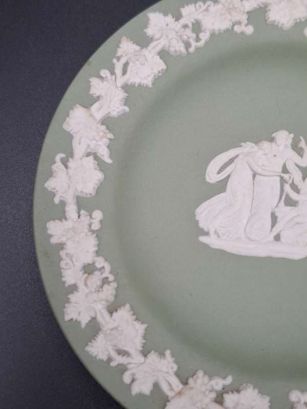 Wedgwood Ware Green & White Miniature Trio - Small Jug Saucer & Plate
