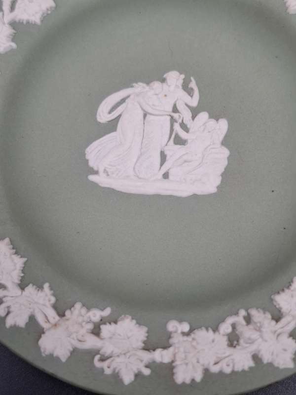 Wedgwood Ware Green & White Miniature Trio - Small Jug Saucer & Plate