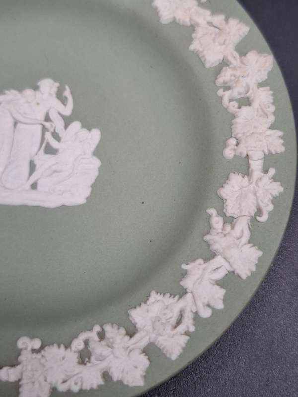 Wedgwood Ware Green & White Miniature Trio - Small Jug Saucer & Plate