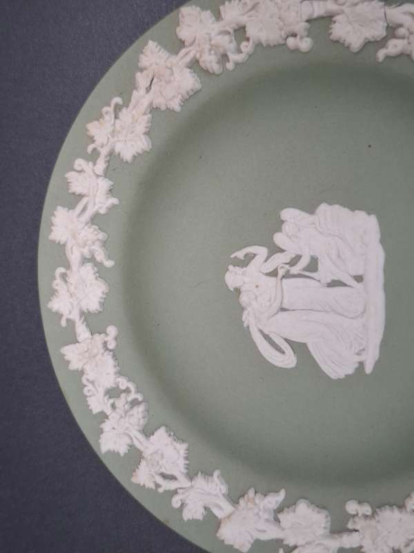 Wedgwood Ware Green & White Miniature Trio - Small Jug Saucer & Plate