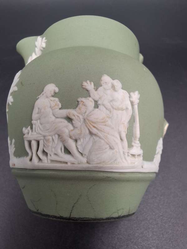 Wedgwood Ware Green & White Miniature Trio - Small Jug Saucer & Plate