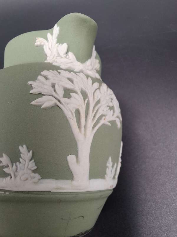 Wedgwood Ware Green & White Miniature Trio - Small Jug Saucer & Plate