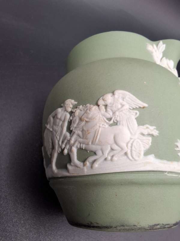 Wedgwood Ware Green & White Miniature Trio - Small Jug Saucer & Plate