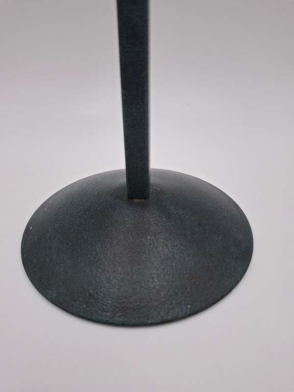 Candlestick - 49.5cm H - Single Wrought Iron Candle Stand with Greenish Finish - 9.5cm diameter