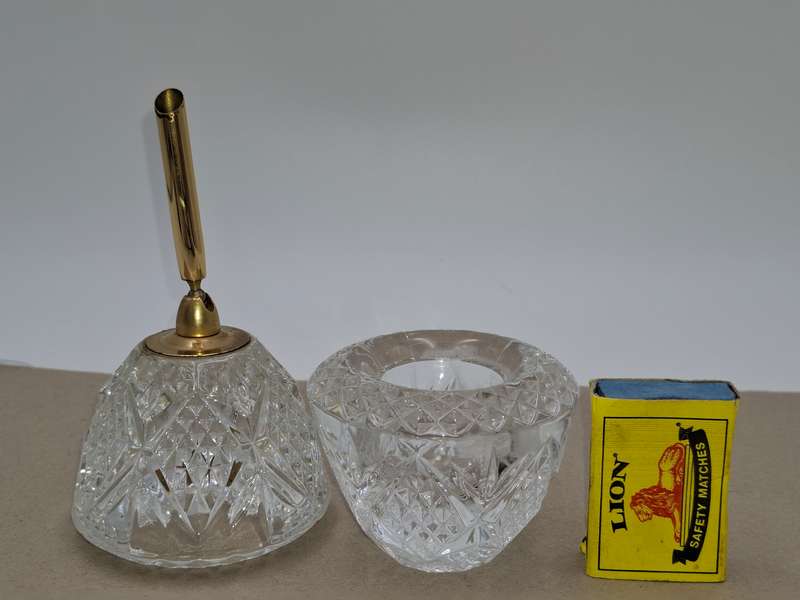 Vintage Crystal Pen Holder and Paperweight - stunning pair