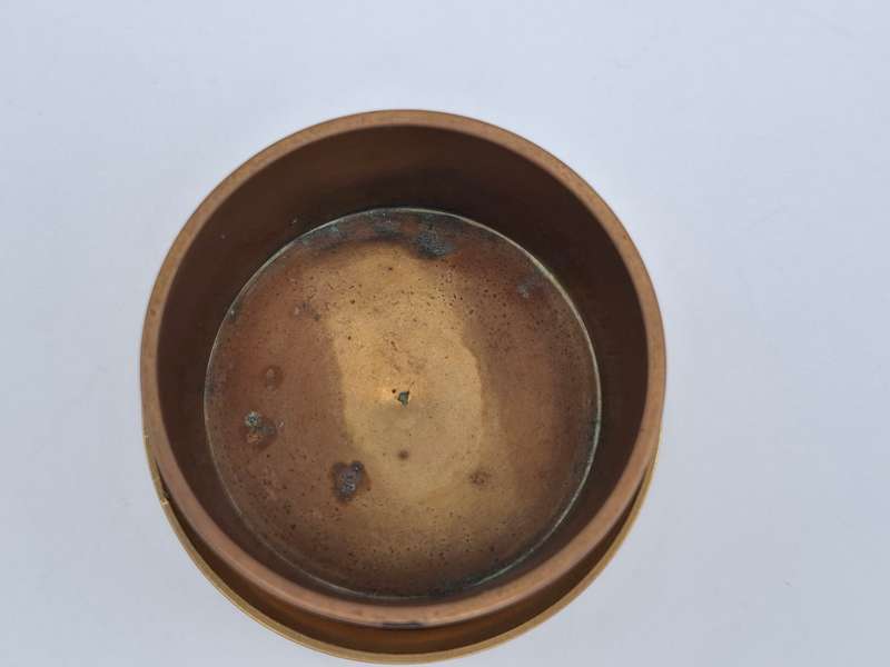 Brass Bowls Trio - Bowl with Engravings and Leaf Patterned Duo Trinket Holder with Base Plate