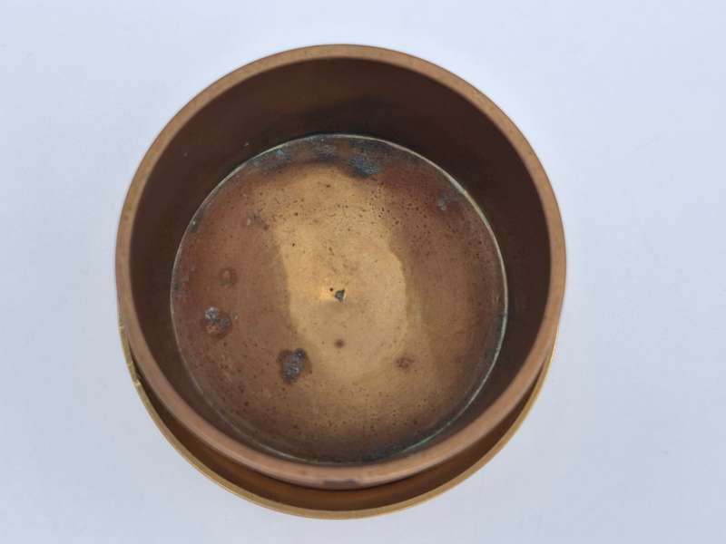 Brass Bowls Trio - Bowl with Engravings and Leaf Patterned Duo Trinket Holder with Base Plate