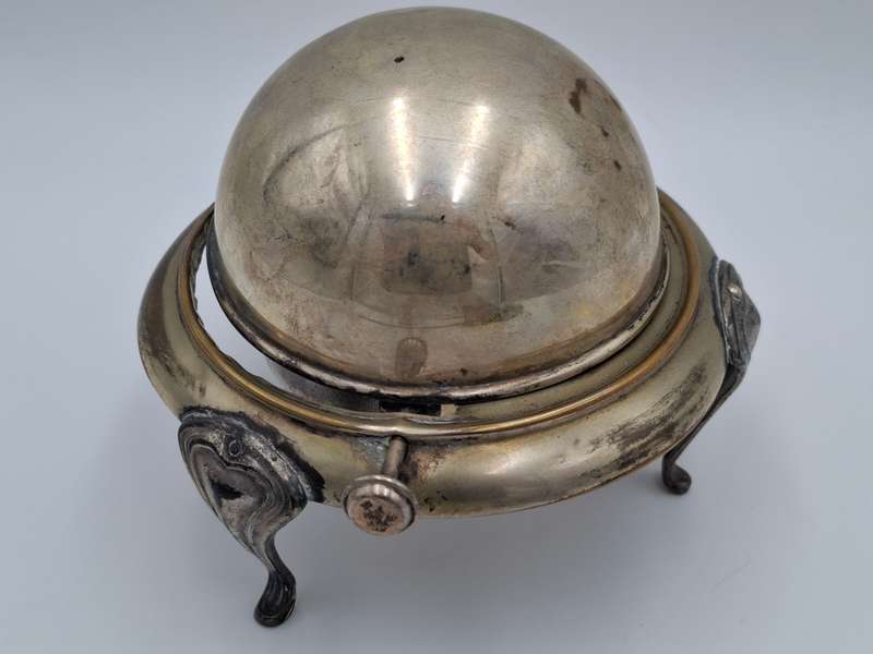 Vintage Silver Plated Butter Dish with Swivel Lid