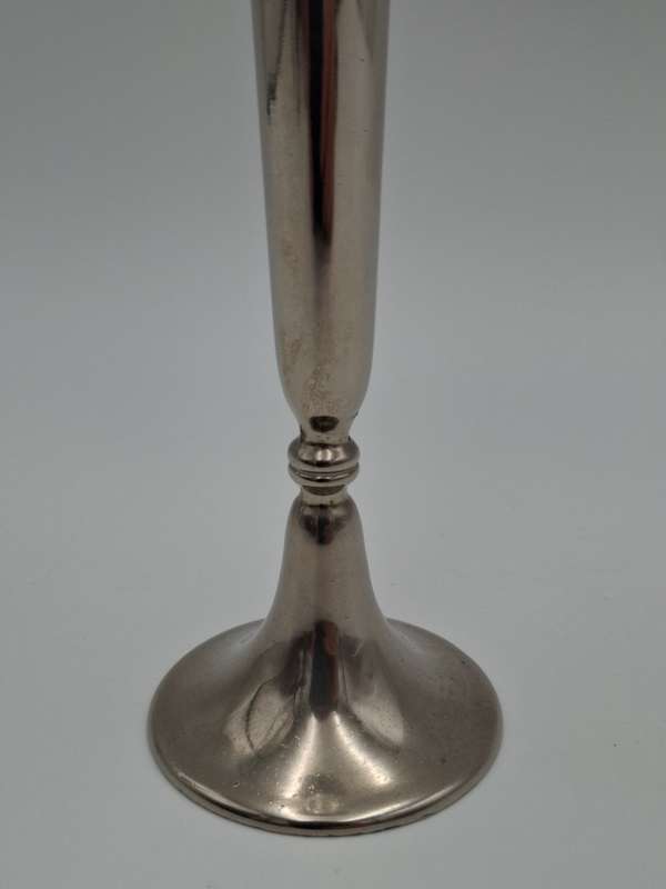 Vintage Silver Plated Scalloped Platter with Bud Shaped Vase