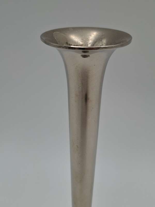 Vintage Silver Plated Scalloped Platter with Bud Shaped Vase