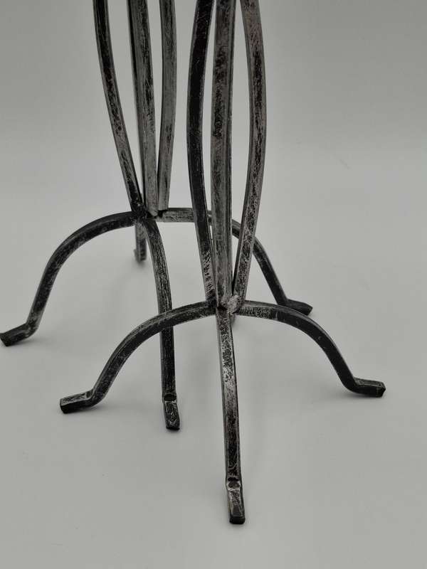 Pair of Metal Candle Stands in Grey Silver - Excellent condition