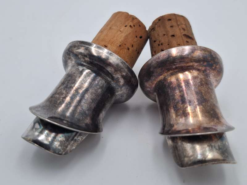 Vintage Pair of Silver Plated Wine Pourers - Beautiful Patina