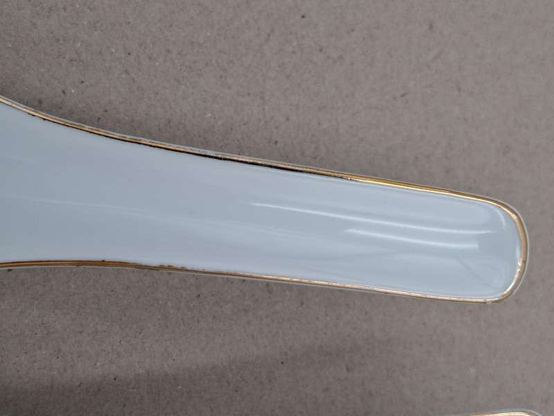 Vintage Chinese Liling Porcelain Soup/Rice Spoons x 3 - circa 1950