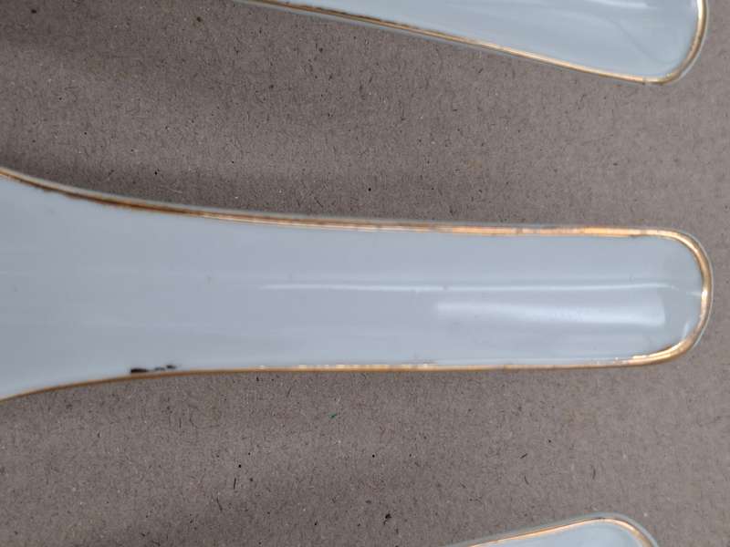 Vintage Chinese Liling Porcelain Soup/Rice Spoons x 3 - circa 1950