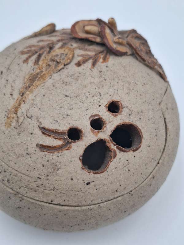 Rock Shaped Potpourri Rock - Lidded - Pottery Clay - Floral Design