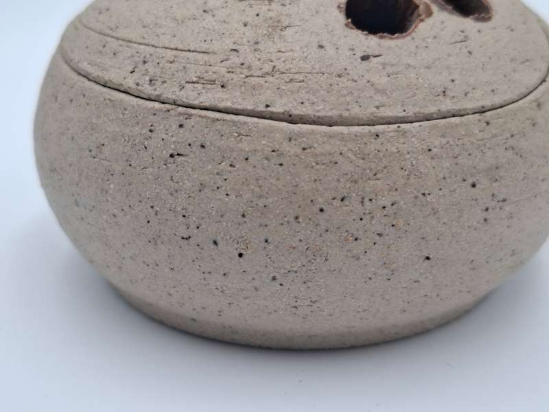 Rock Shaped Potpourri Rock - Lidded - Pottery Clay - Floral Design