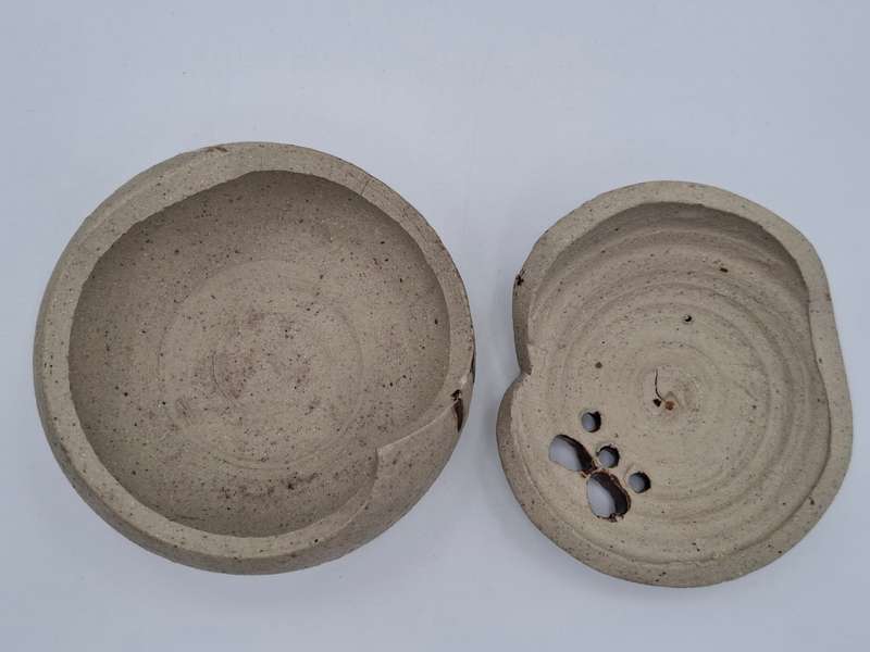 Rock Shaped Potpourri Rock - Lidded - Pottery Clay - Floral Design