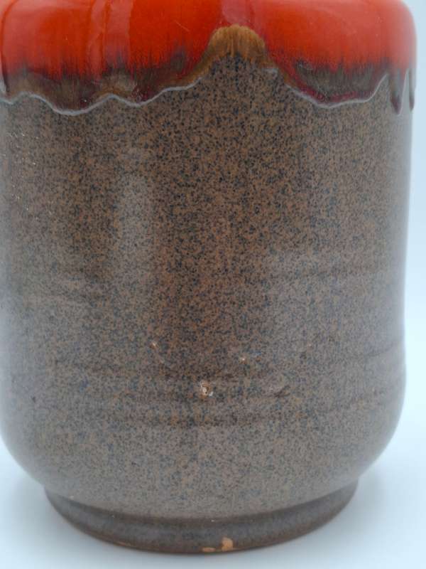 Orange & Brown Medium Drip Glaze Mid Century Pottery Vase